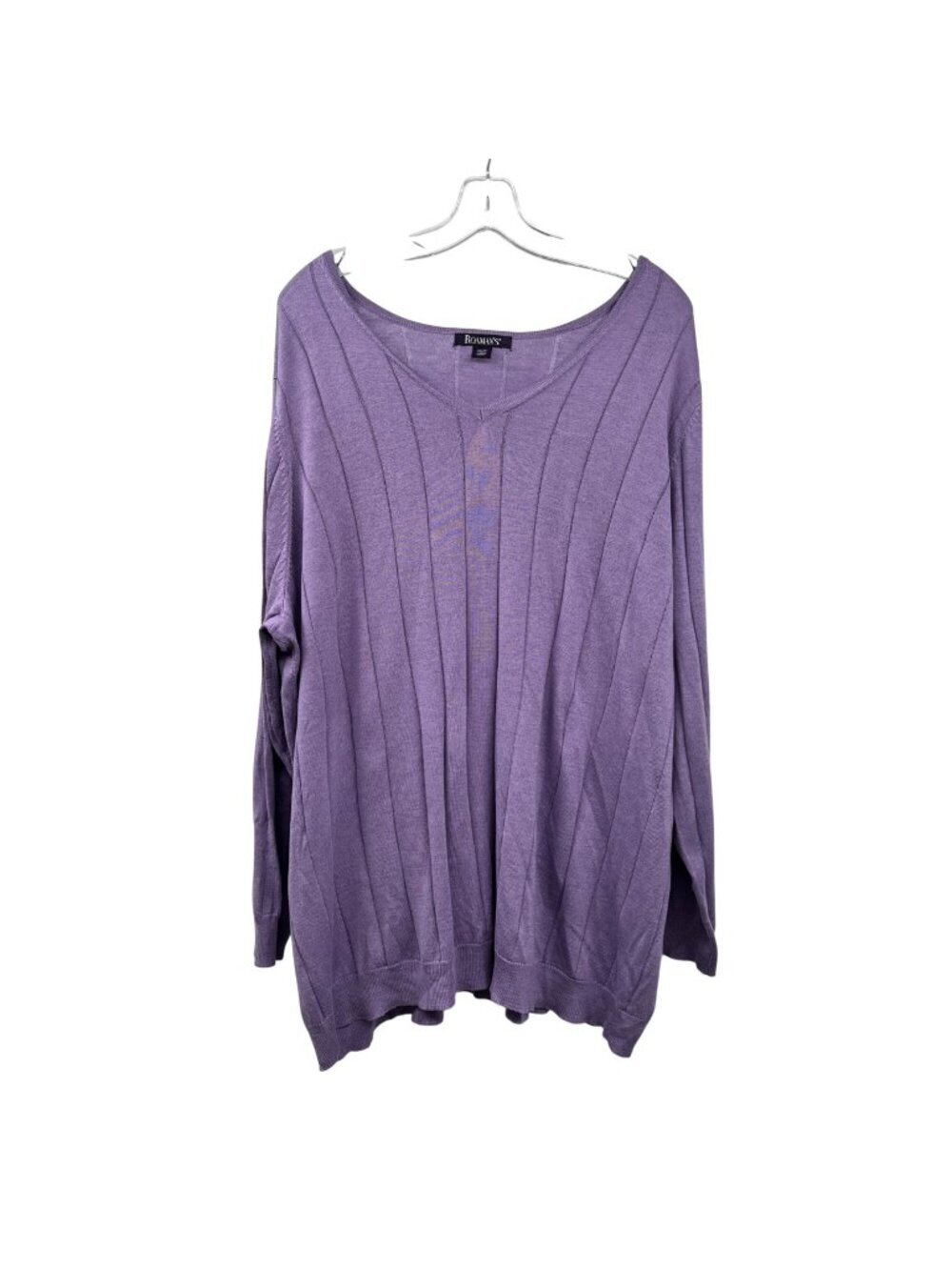 ROAMAN'S Womens Lightweight Sweater V-Neck Purple Size 2X